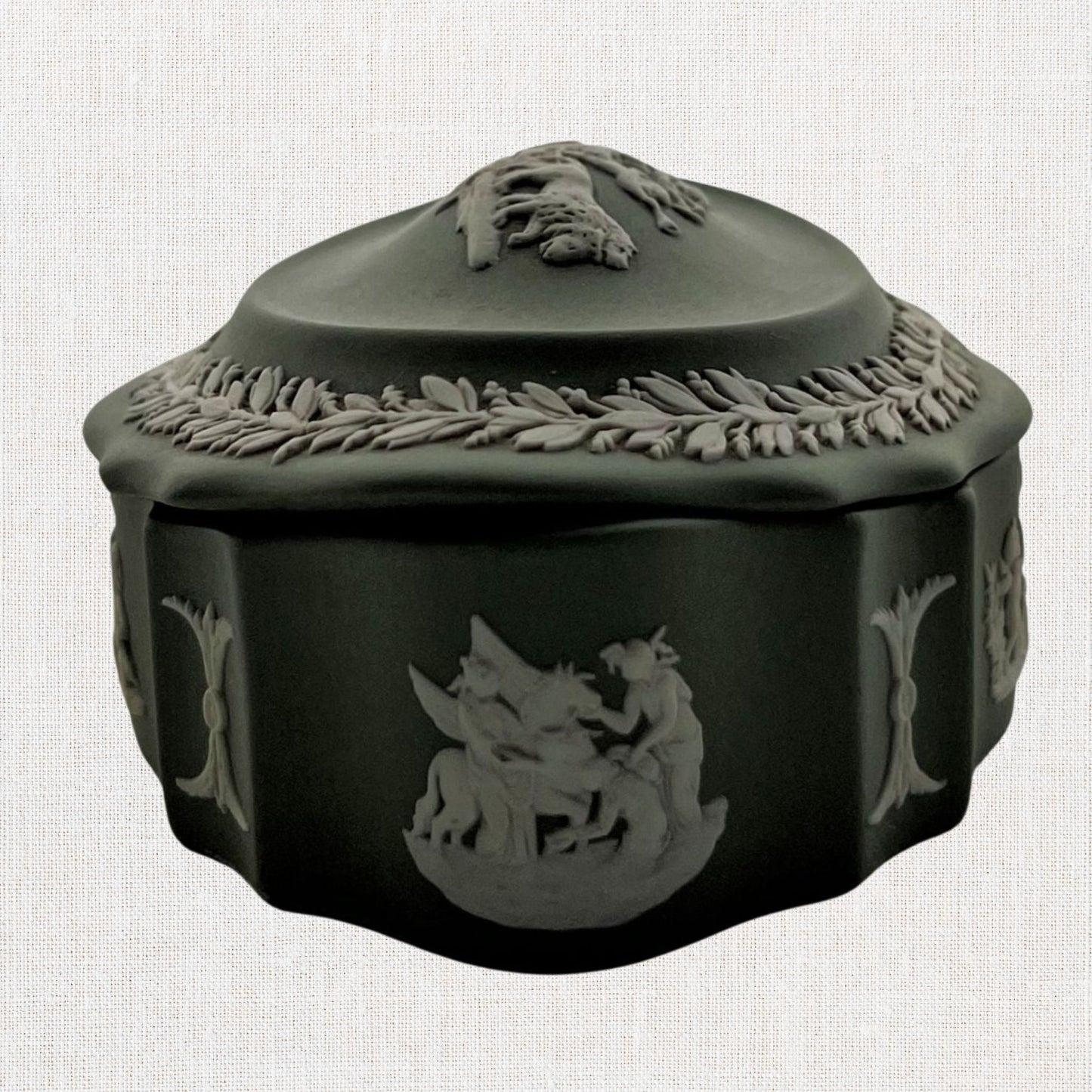 Wedgwood Jasperware Trinket Box – Sage Green, Vintage