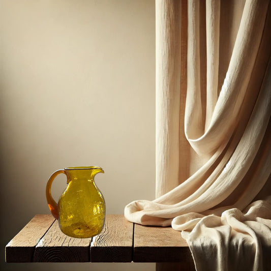 1960s Blenko Amber Crackle Glass Pitcher – Hand Blown