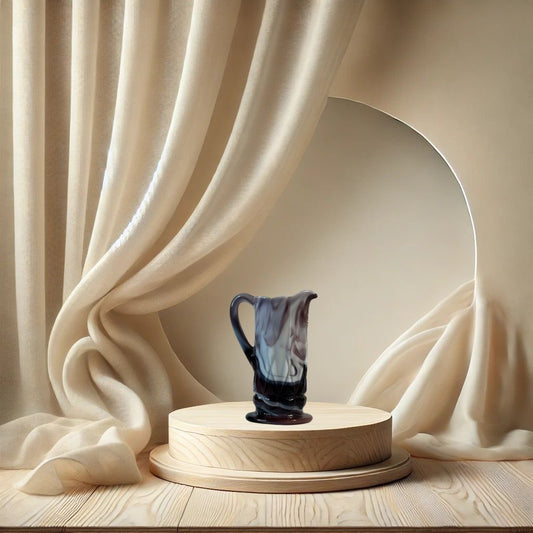 Purple Slag Glass Creamer – Swirl Design, Small Size