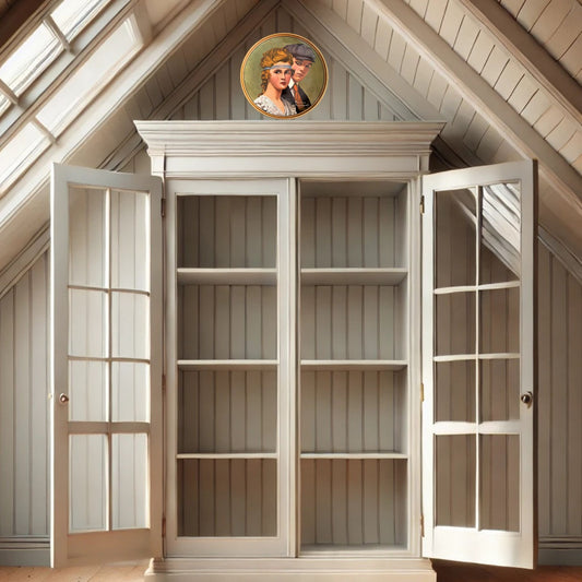 Norman rockwell meeting on the path plate on neutral background, vintage home decor or collectible.