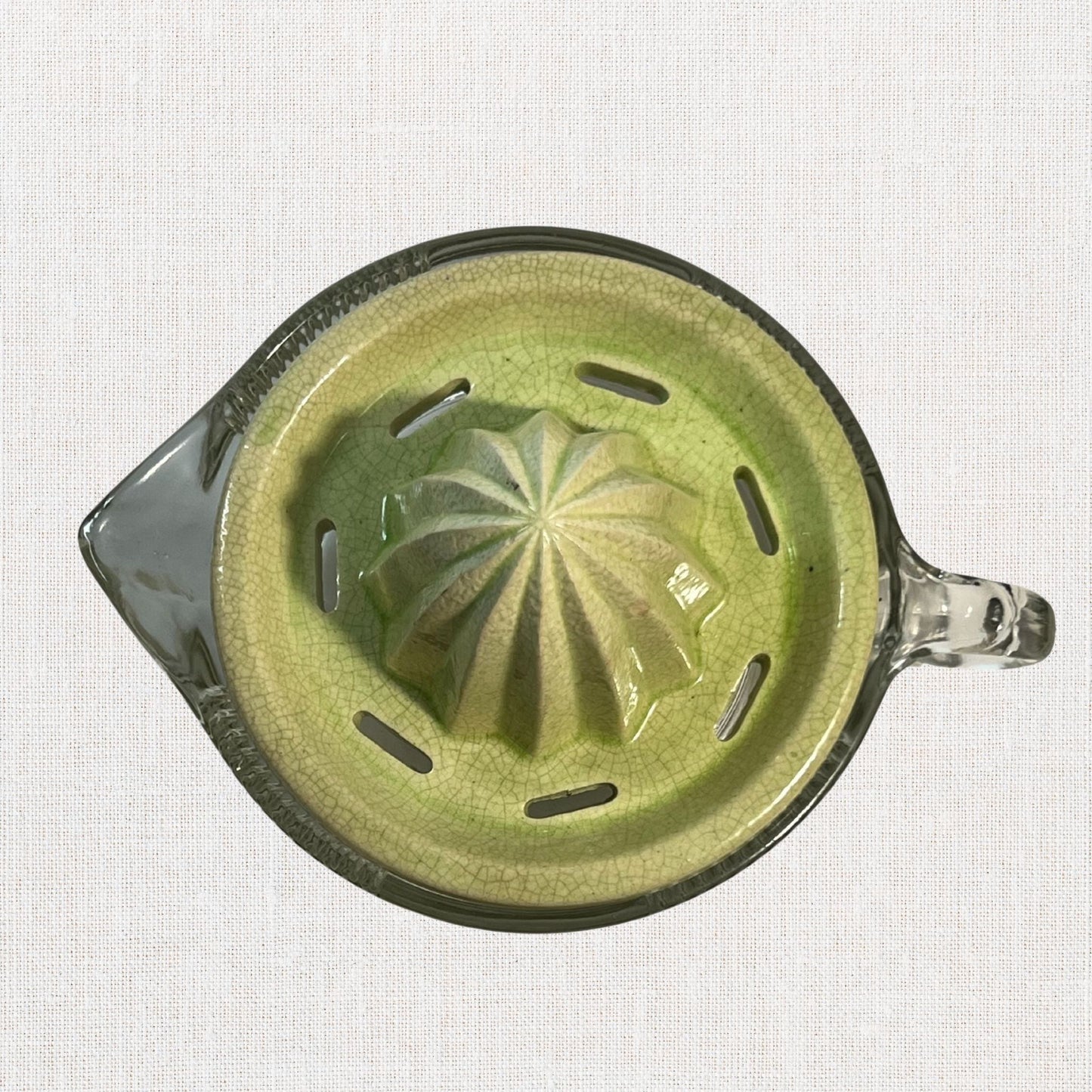 Vintage Glass & Ceramic Juicer – Two-Piece Citrus Reamer