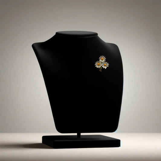 Cluster of white daisie's brooch on neutral background, vintage home decor or collectible.