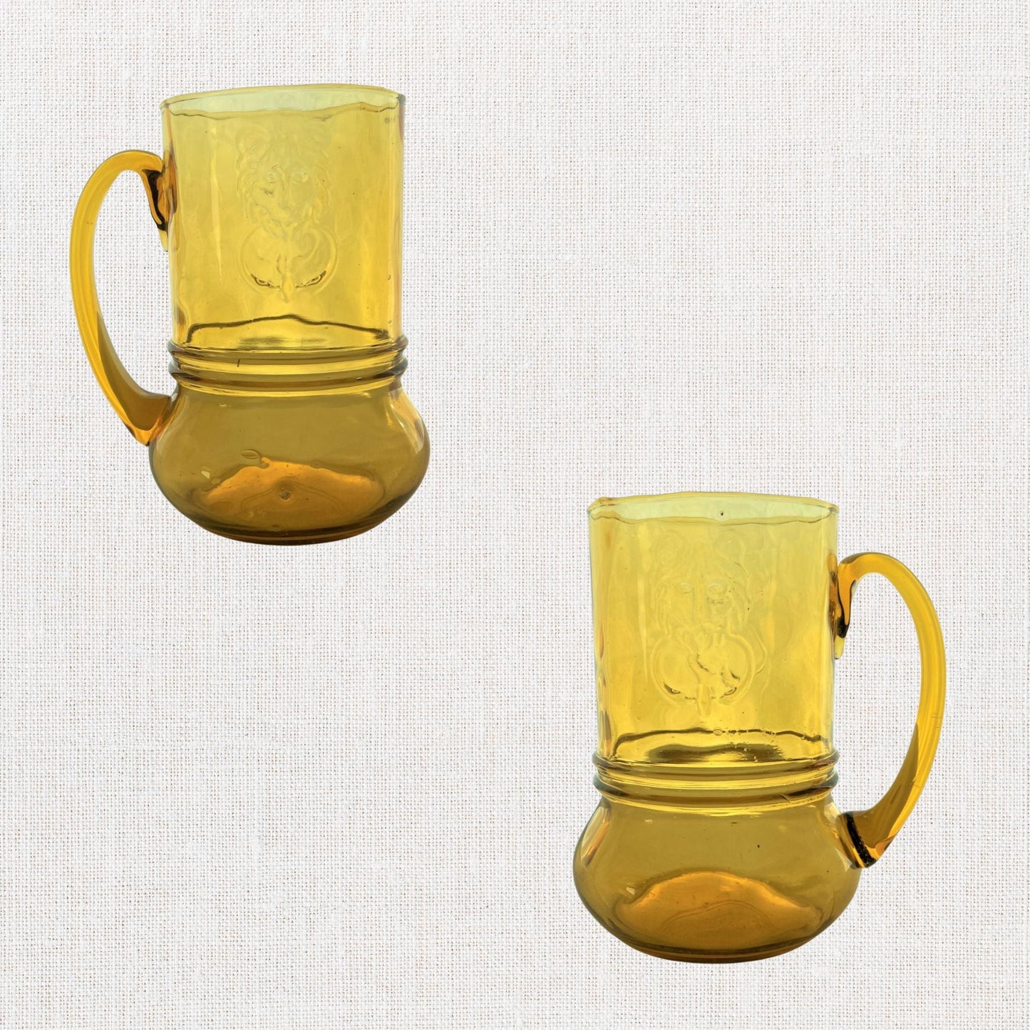 1970s Italian Rossini Amber Glass Lion Mug – Mid-Century Blown Glass Beer Stein