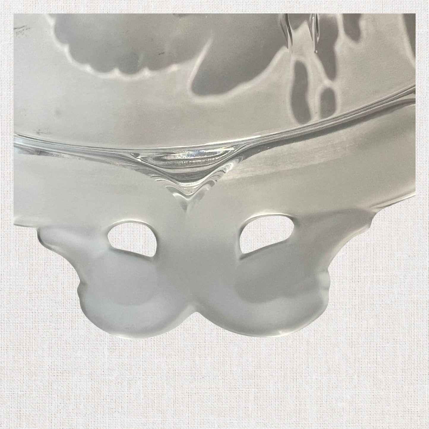 Mikasa walther crystal swan platter on neutral background, vintage home decor or collectible.