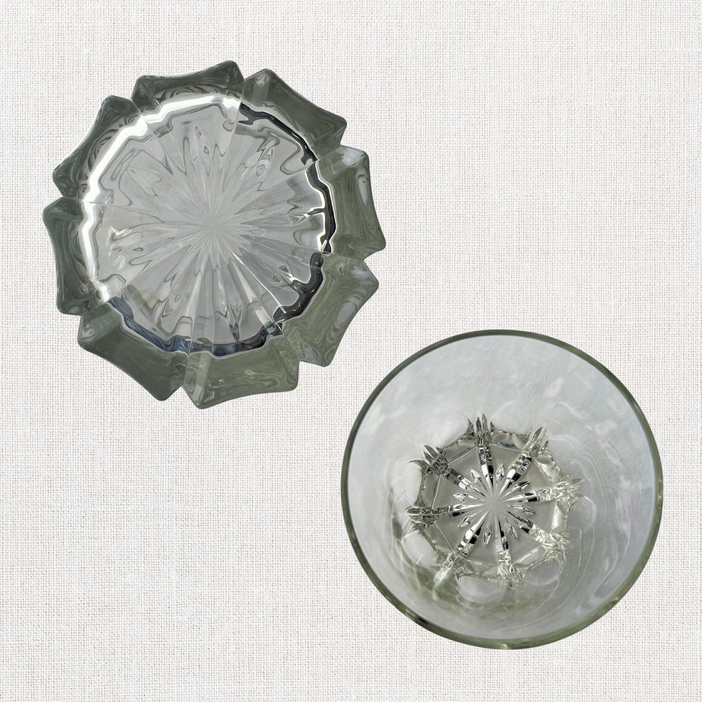 Vintage Pressed Glass Ice Bucket – Mid-Century Starburst Base