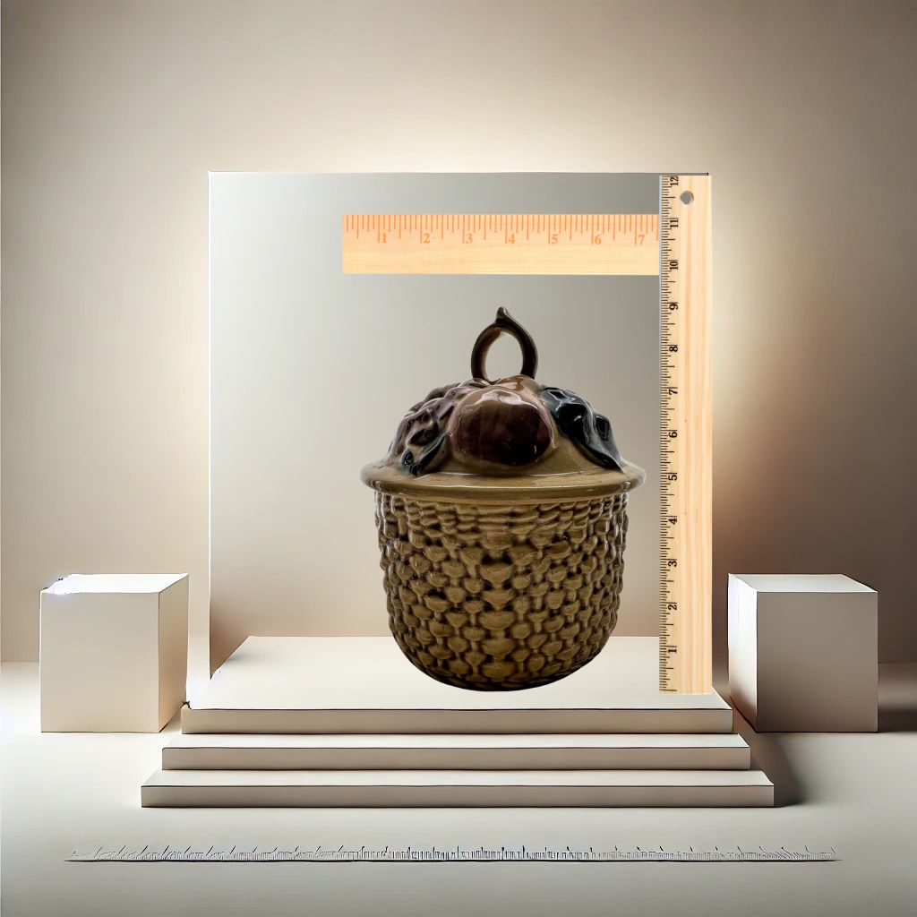Vintage Harvest Cookie Jar – Hand-Glazed Ceramic with Sunflower & Fruit Motif Lid