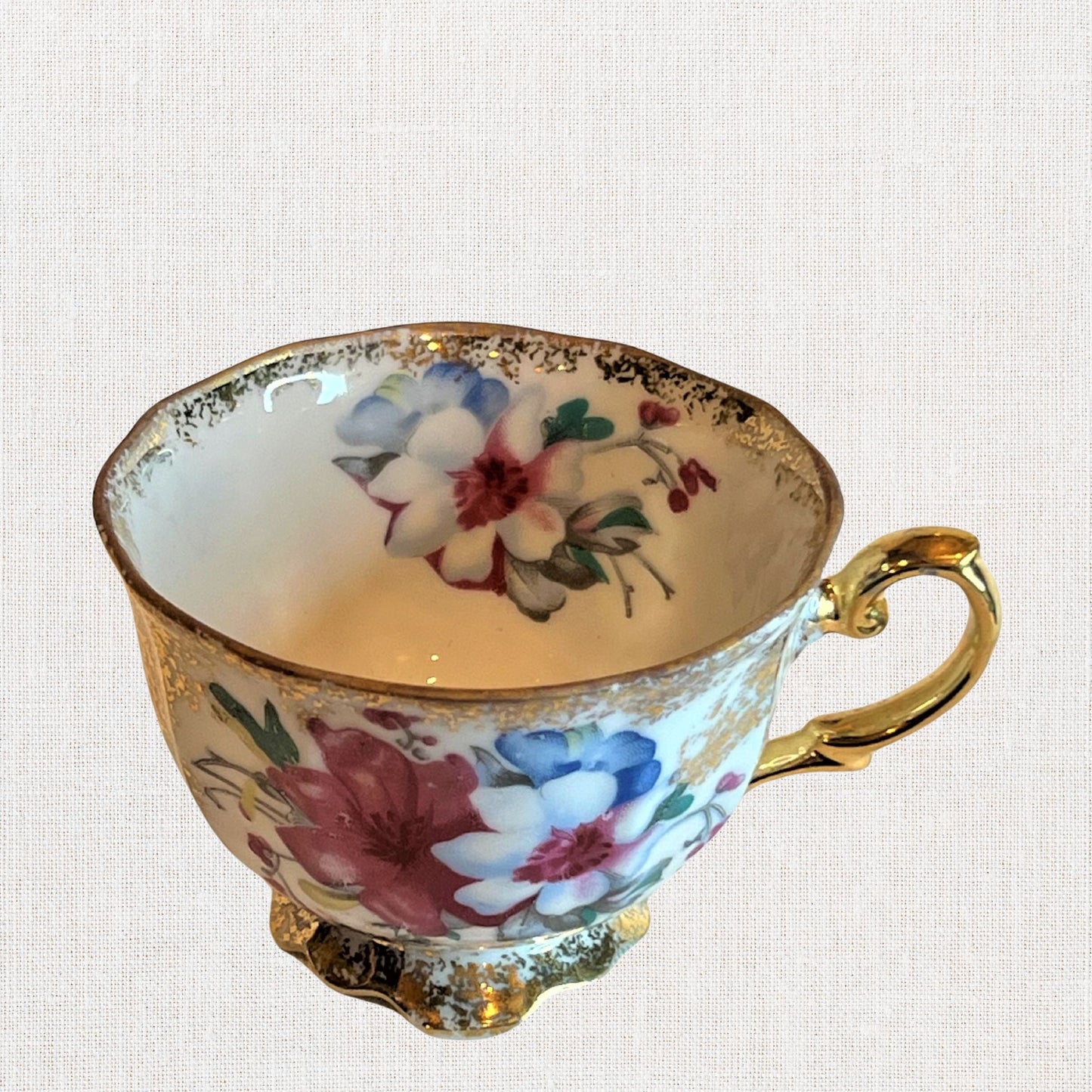 Vintage Gilded Porcelain Demitasse Cup & Saucer Sets – Gold Trim, Set of Two