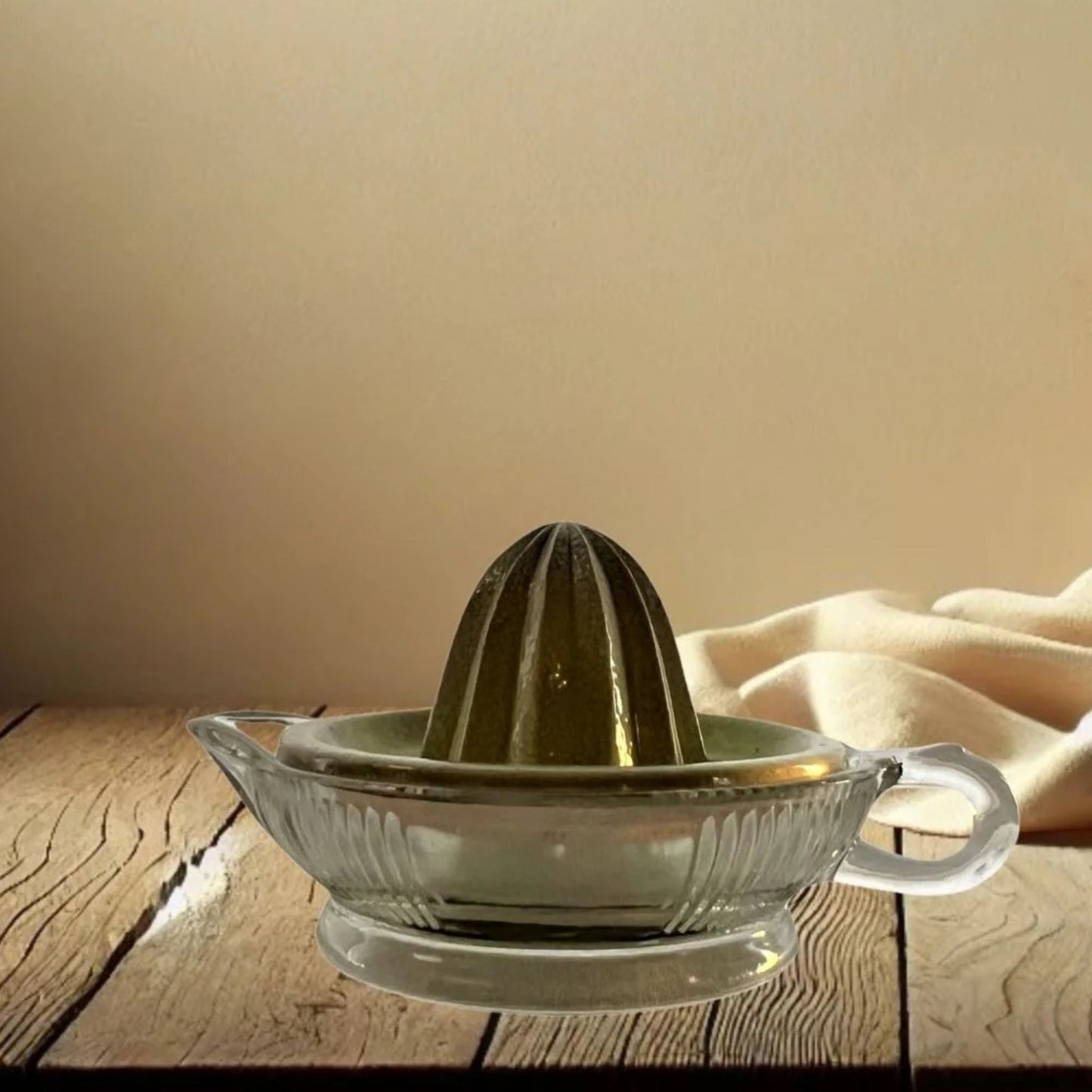 Vintage Glass & Ceramic Juicer – Two-Piece Citrus Reamer