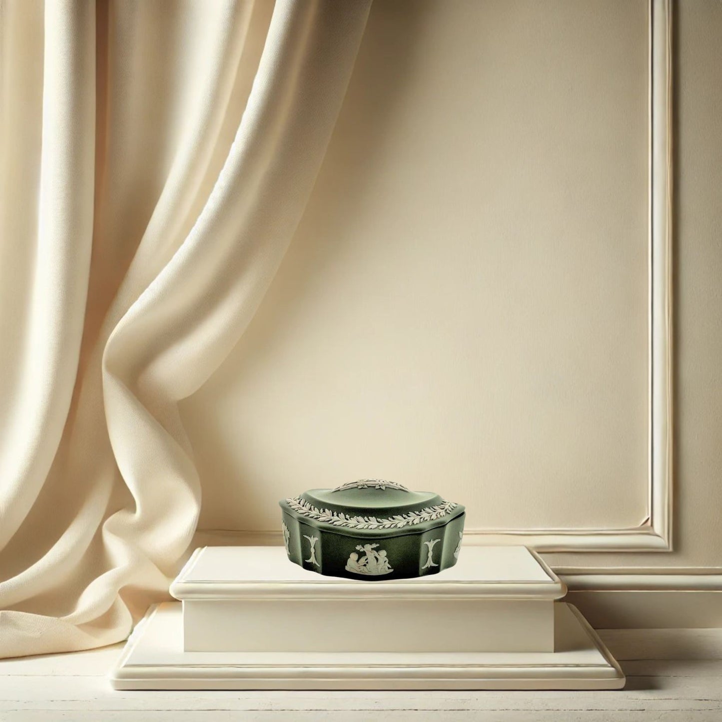 Wedgwood Jasperware Trinket Box – Sage Green, Vintage