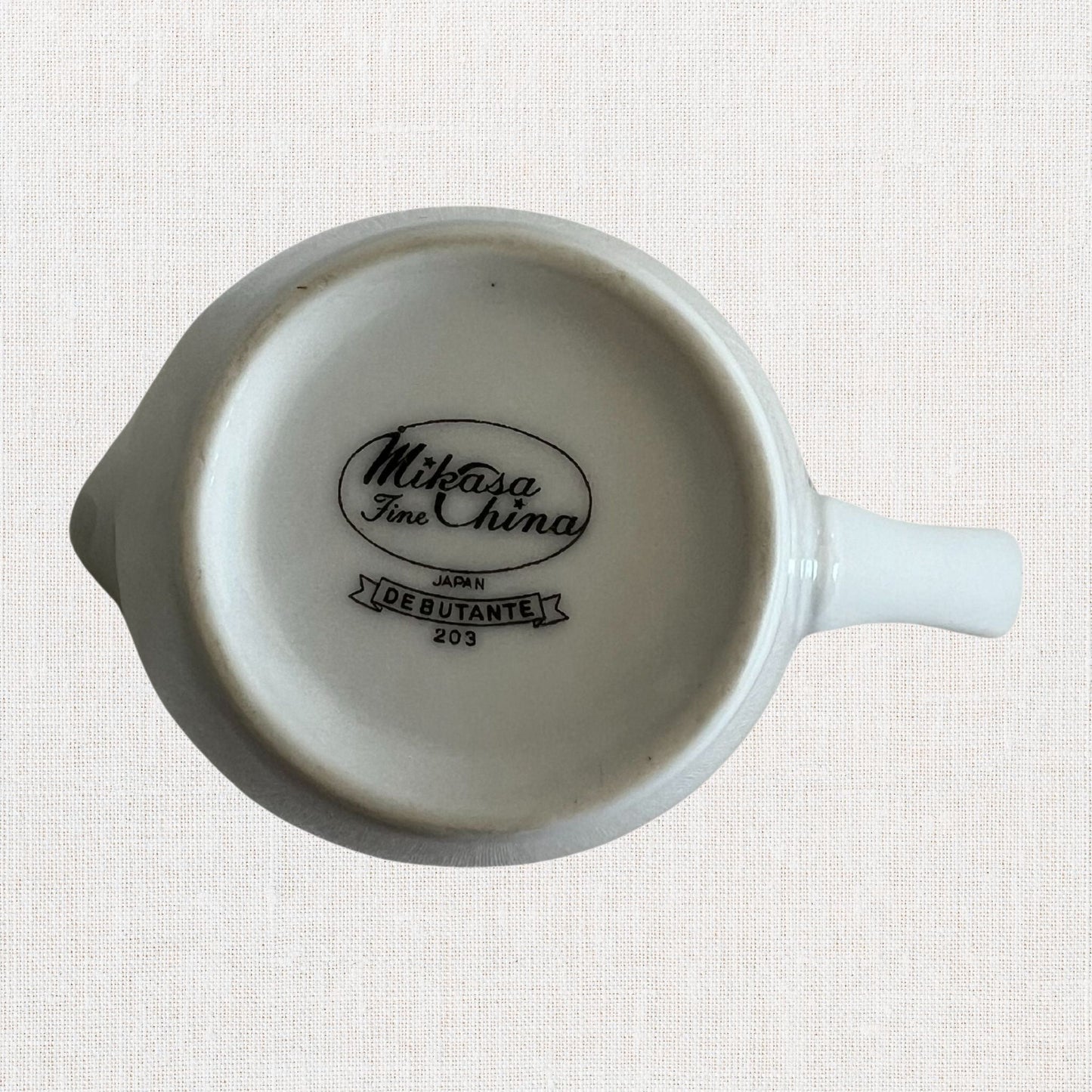 Mikasa Debutante Creamer – Ivory Porcelain with Silver Floral Trim, Japan