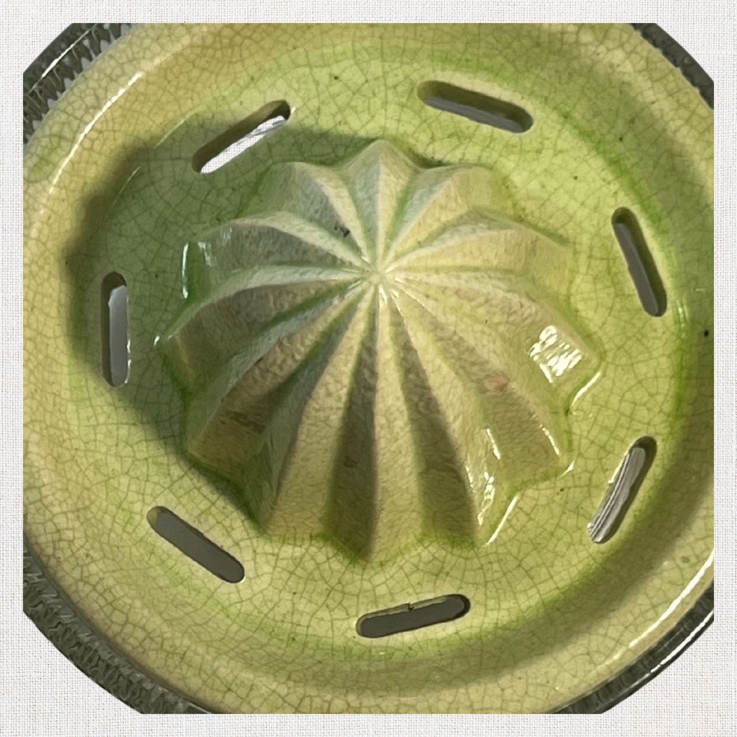 Vintage Glass & Ceramic Juicer – Two-Piece Citrus Reamer