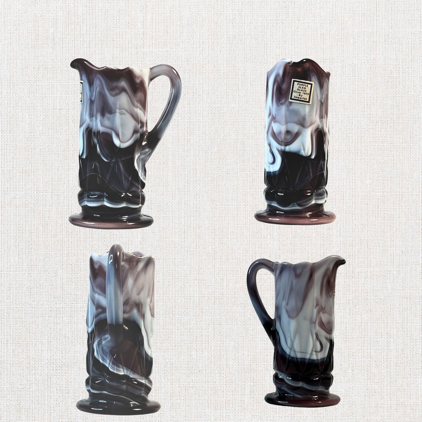 Purple Slag Glass Creamer – Swirl Design, Small Size