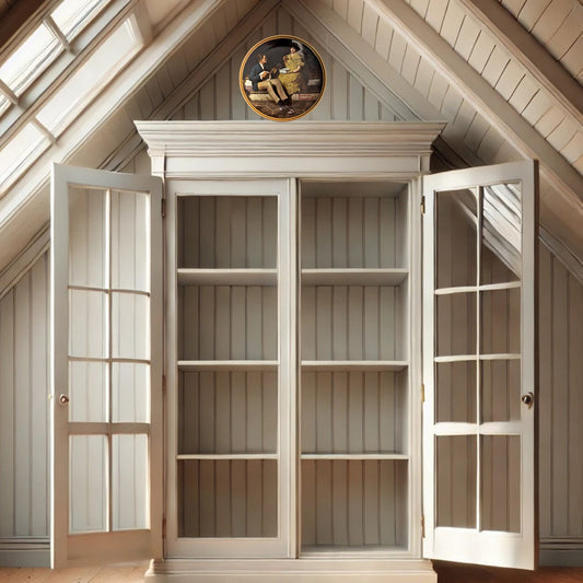 Norman rockwell pondering on the porch plate on neutral background, vintage home decor or collectible.