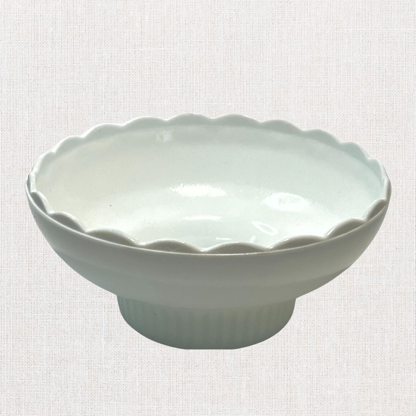 E.O. Brody Co. Milk Glass Bowl – Ribbed Pedestal Base (M2000)