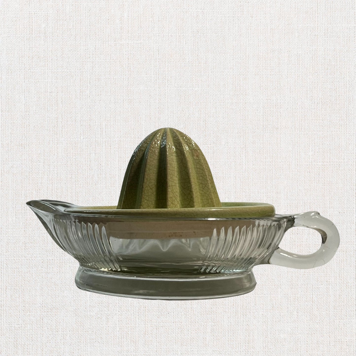 Vintage Glass & Ceramic Juicer – Two-Piece Citrus Reamer