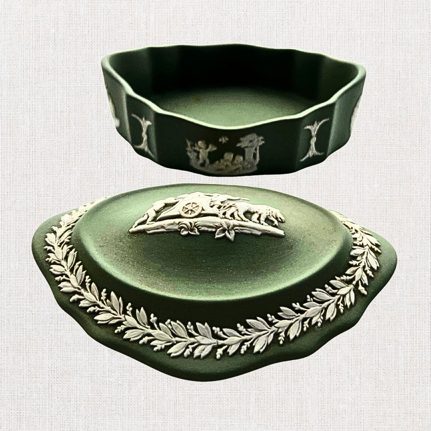 Wedgwood Jasperware Trinket Box – Sage Green, Vintage