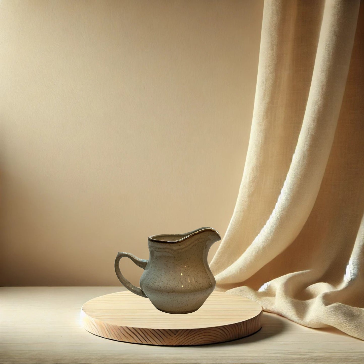 Baroque Hearthside Stoneware Creamer – Japan, Hand-Glazed Speckled Finish