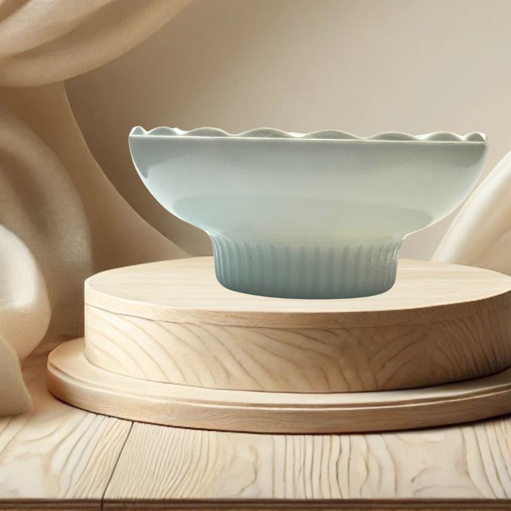 E.O. Brody Co. Milk Glass Bowl – Ribbed Pedestal Base (M2000)
