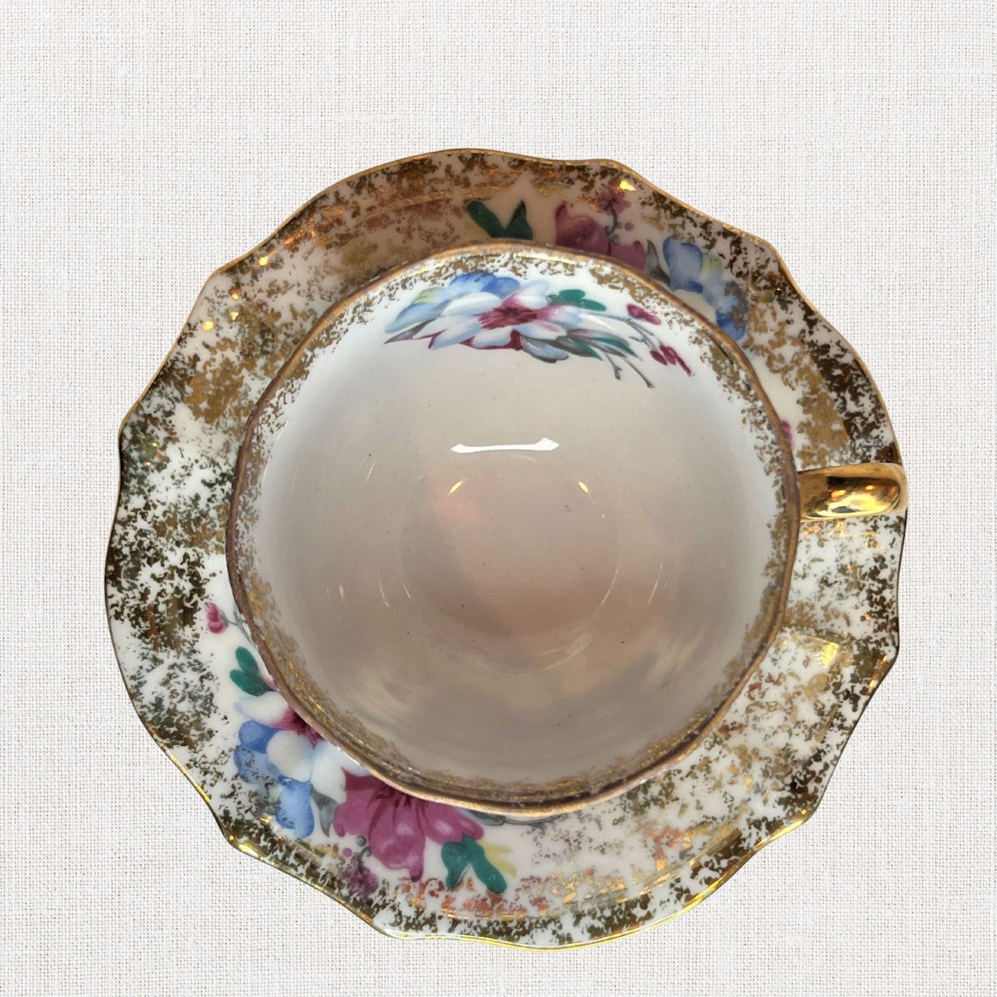 Vintage Gilded Porcelain Demitasse Cup & Saucer Sets – Gold Trim, Set of Two