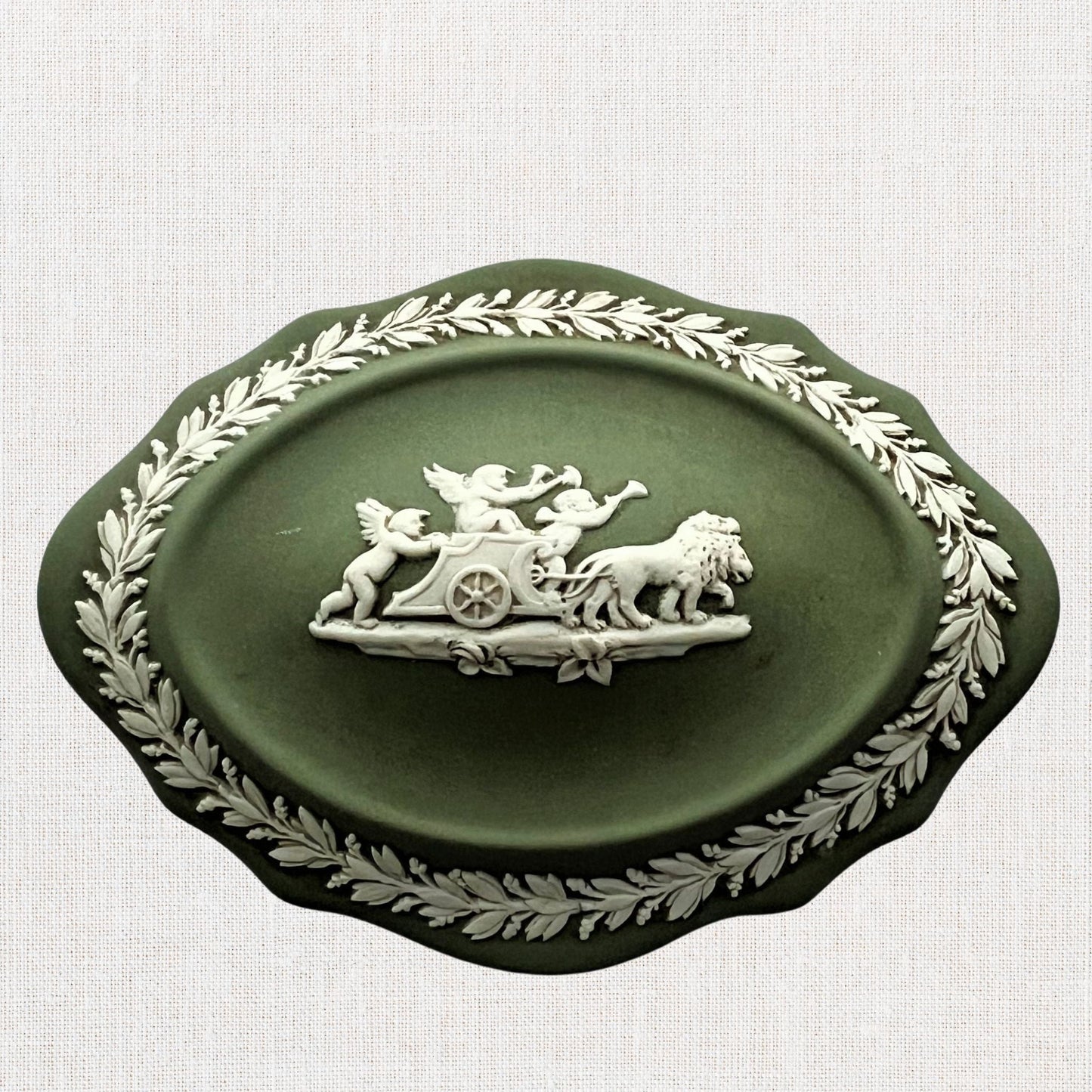Wedgwood Jasperware Trinket Box – Sage Green, Vintage