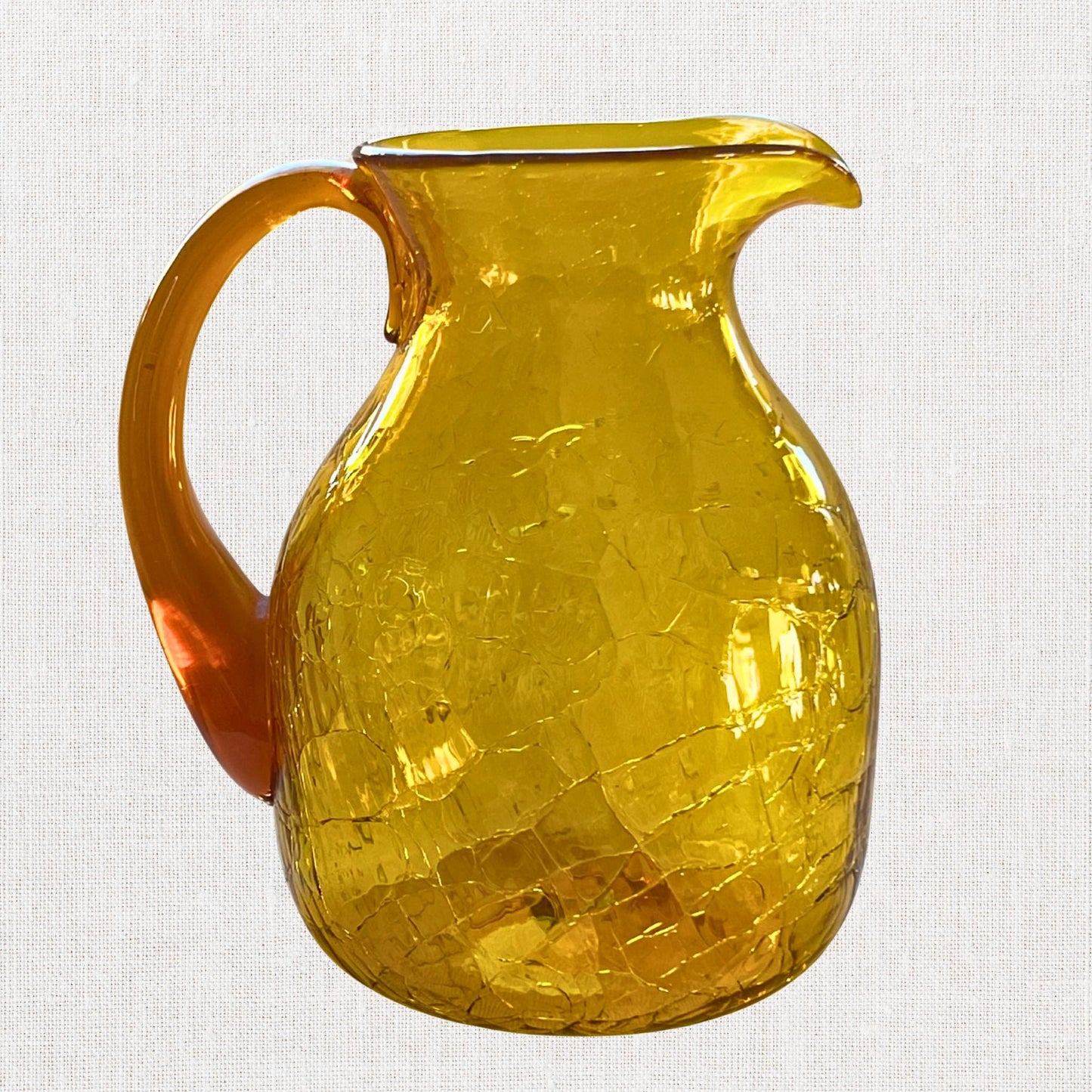1960s Blenko Amber Crackle Glass Pitcher – Hand Blown