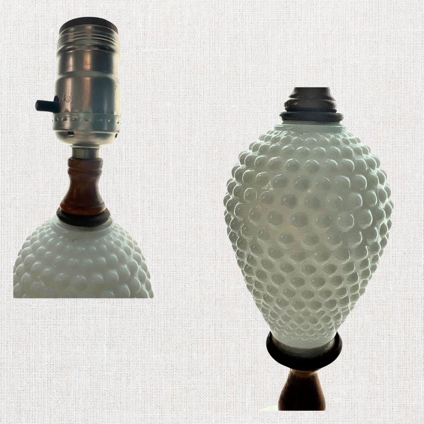 1940s Hobnail Milk Glass Table Lamp – Vintage Short Base