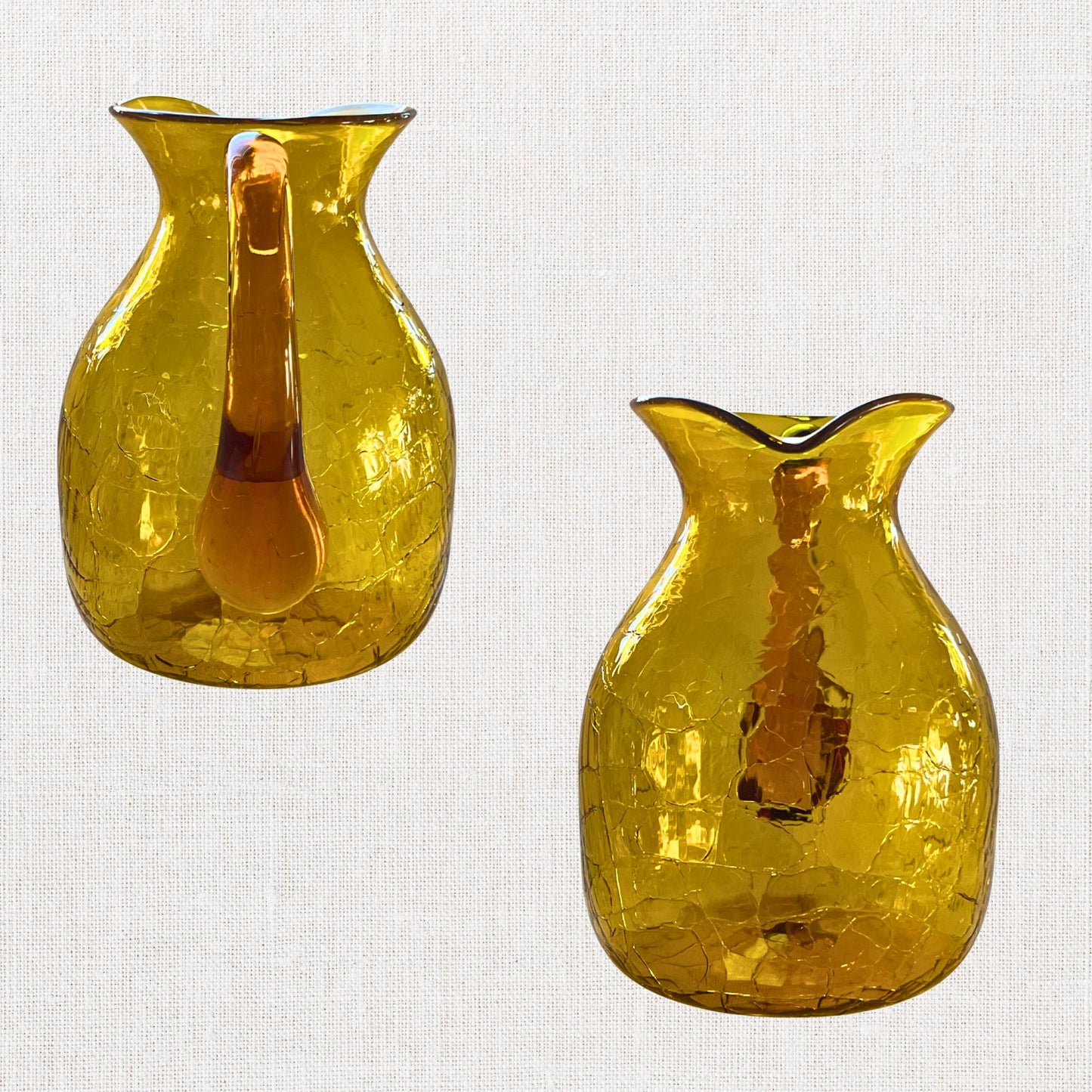 1960s Blenko Amber Crackle Glass Pitcher – Hand Blown