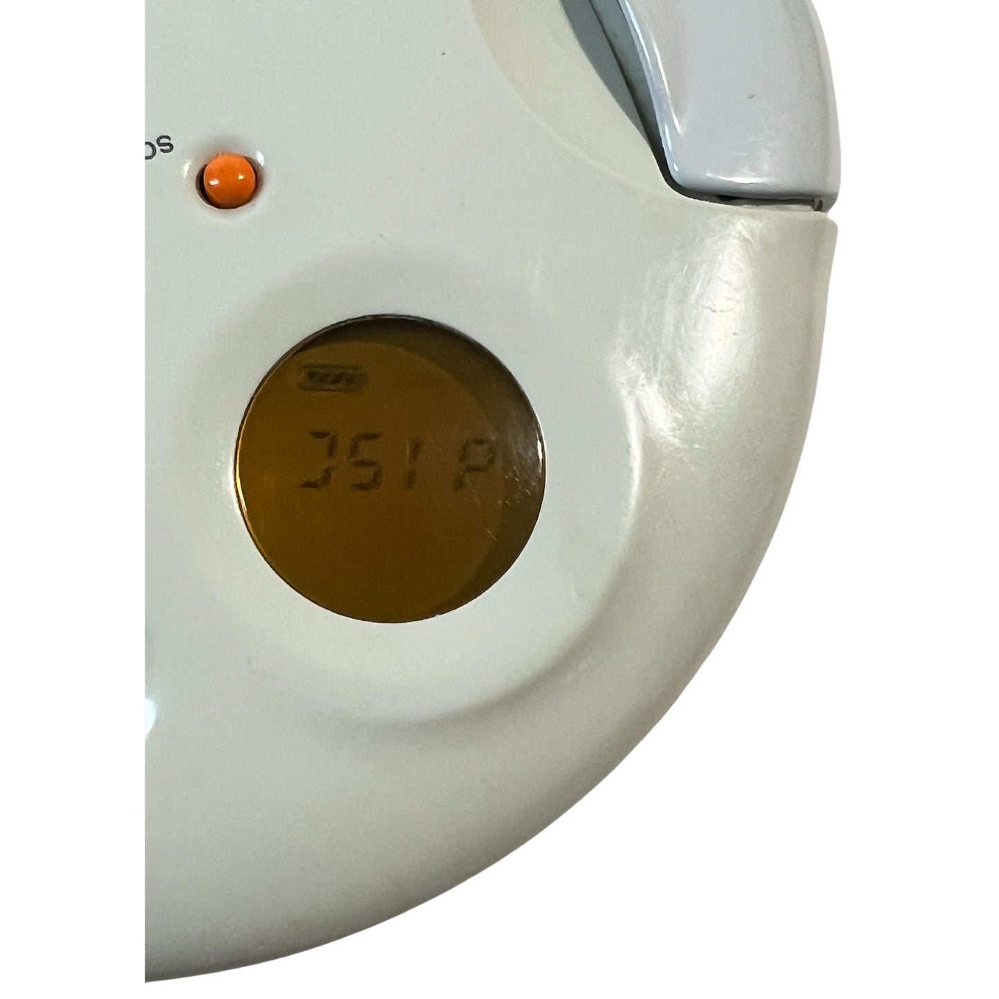 Sony discman model d-sj301 working on neutral background, vintage home decor or collectible.