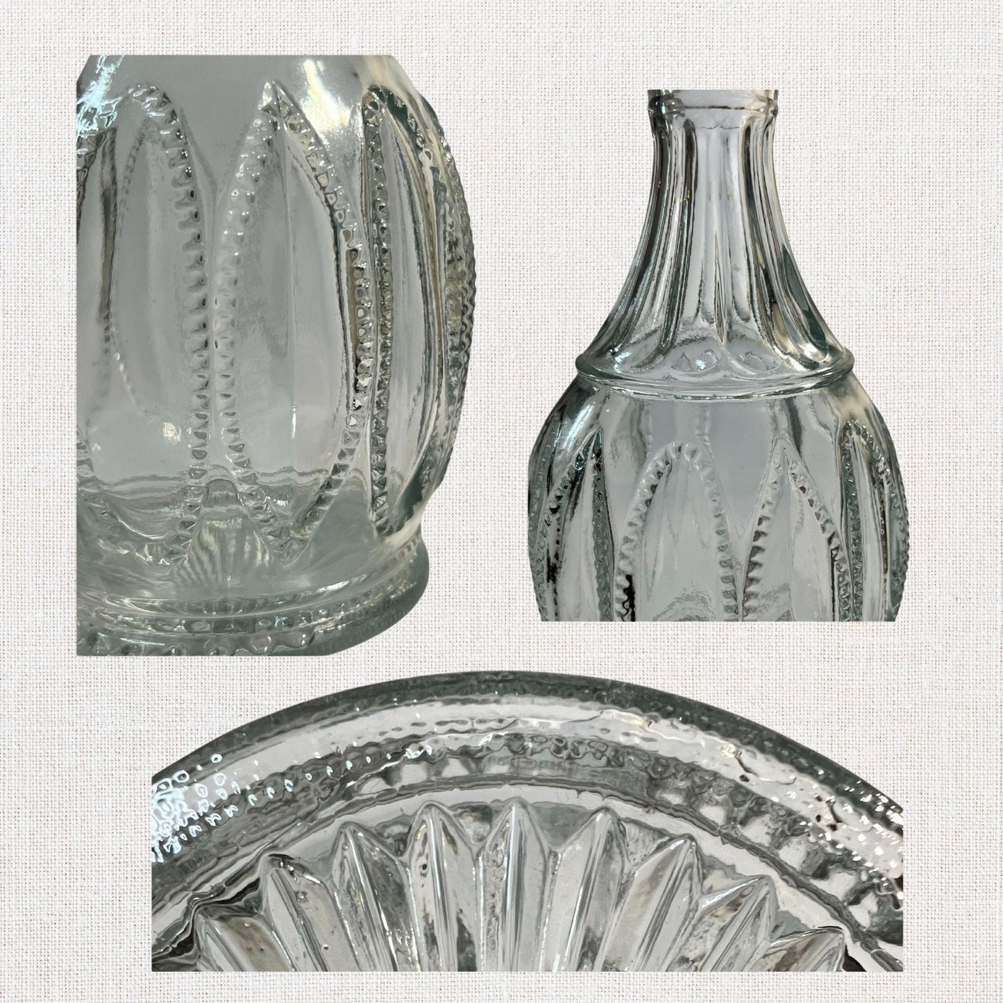 Avon “Jeannie Bottle” Decanter – Clear Pressed Glass with Emerald Stopper