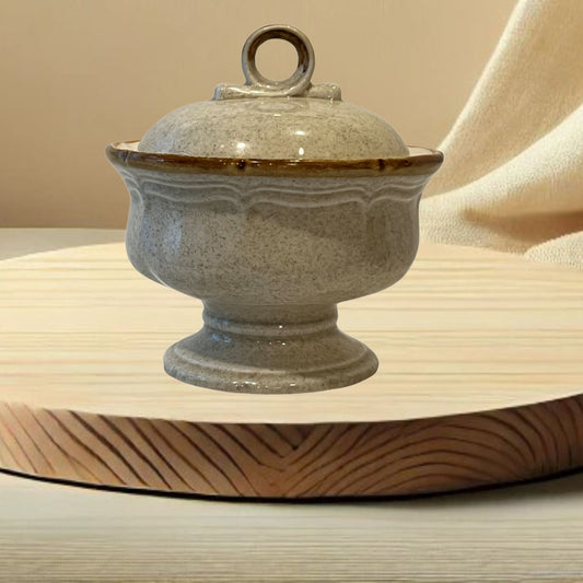 Mikasa EC400 Stoneware Sugar Bowl – Speckled Finish with Lid, Made in Japan