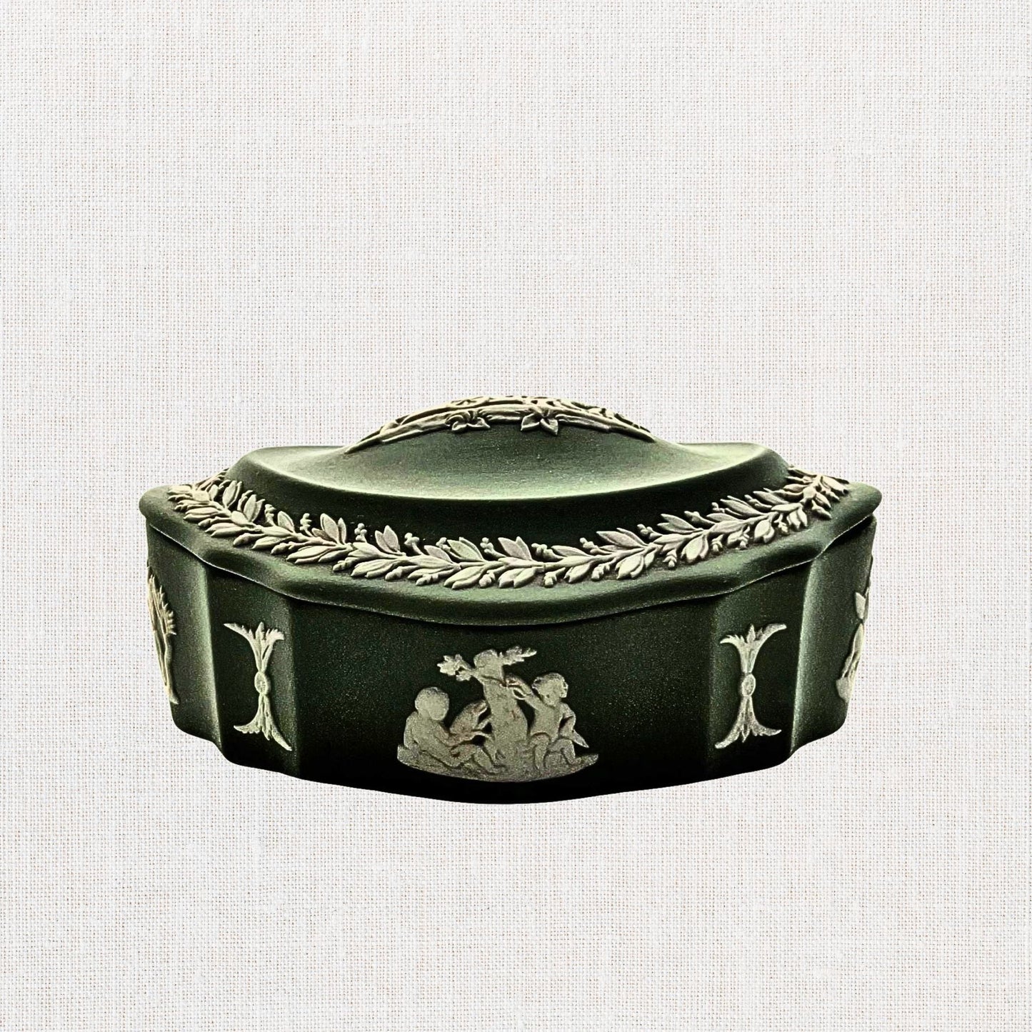 Wedgwood Jasperware Trinket Box – Sage Green, Vintage
