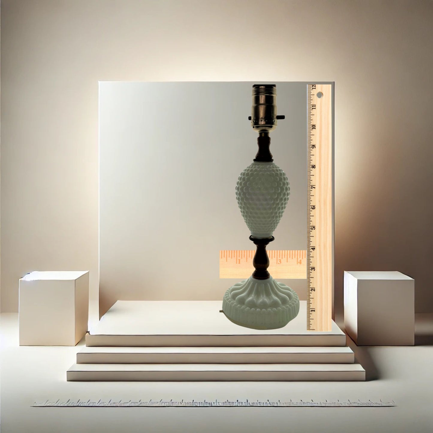 1940s Hobnail Milk Glass Table Lamp – Vintage Short Base