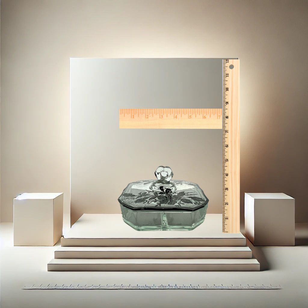 Rare Vintage Clear Glass Trinket Box with Silver Overlay – Three-Compartment Design