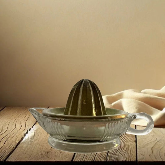 Vintage Glass & Ceramic Juicer – Two-Piece Citrus Reamer