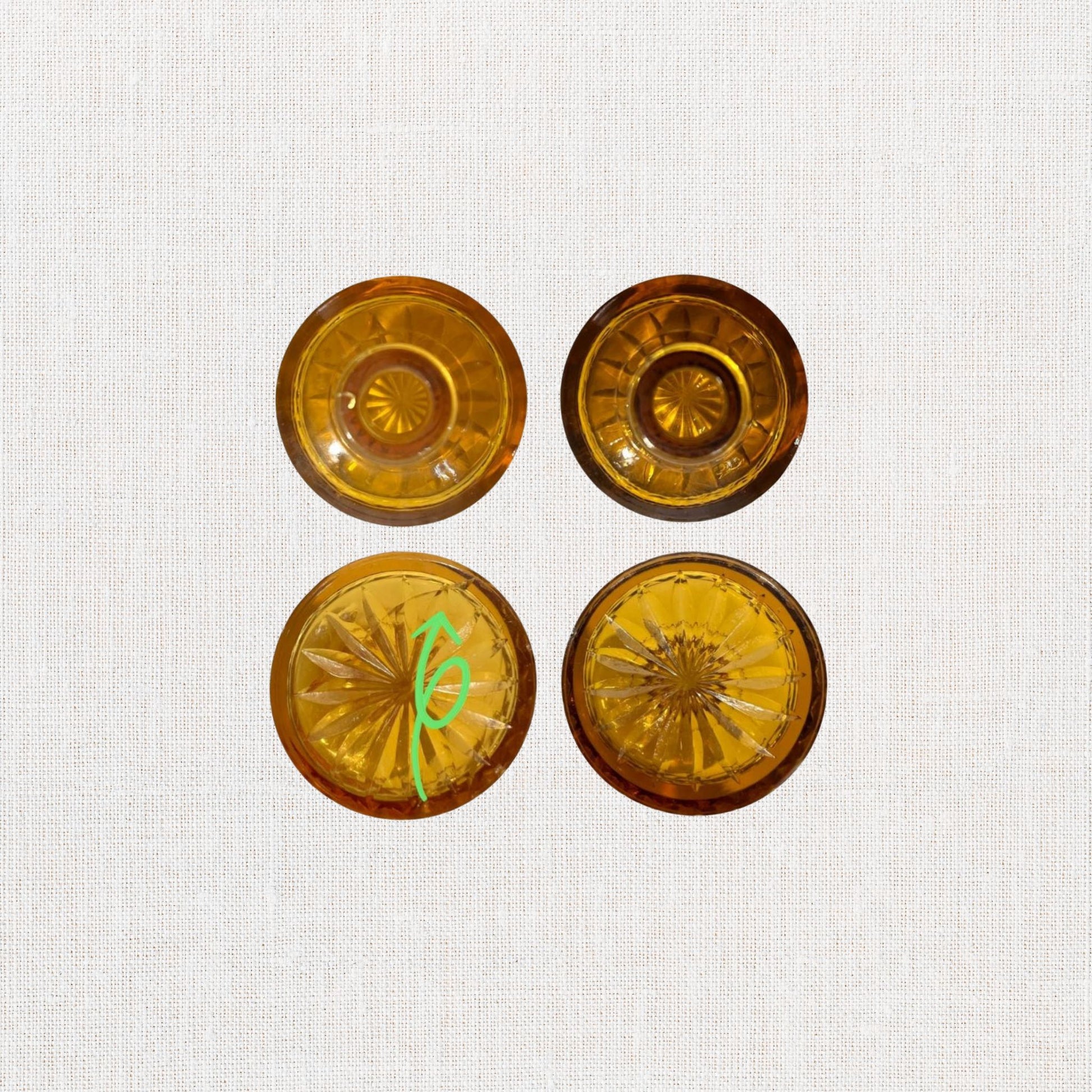 Amber diamond cut square decanter set on neutral background, vintage home decor or collectible.