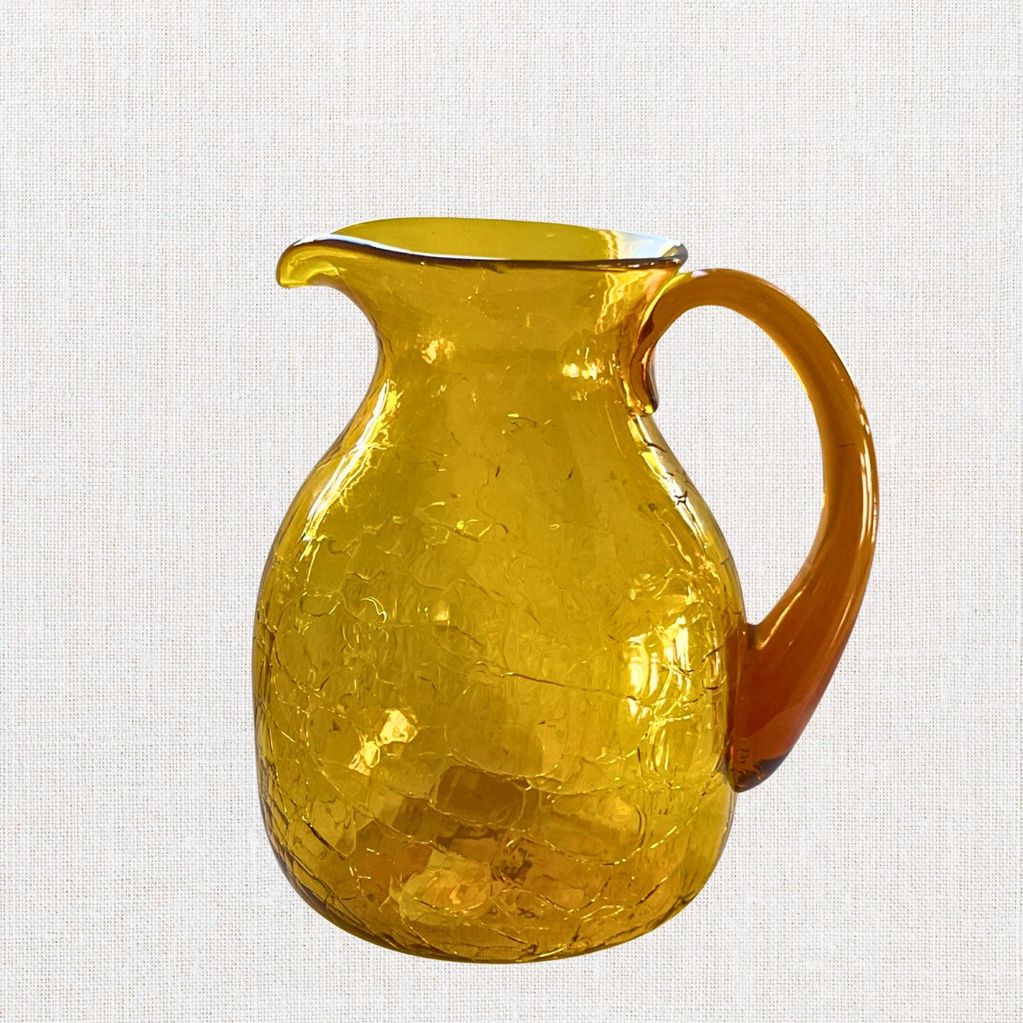 1960s Blenko Amber Crackle Glass Pitcher – Hand Blown