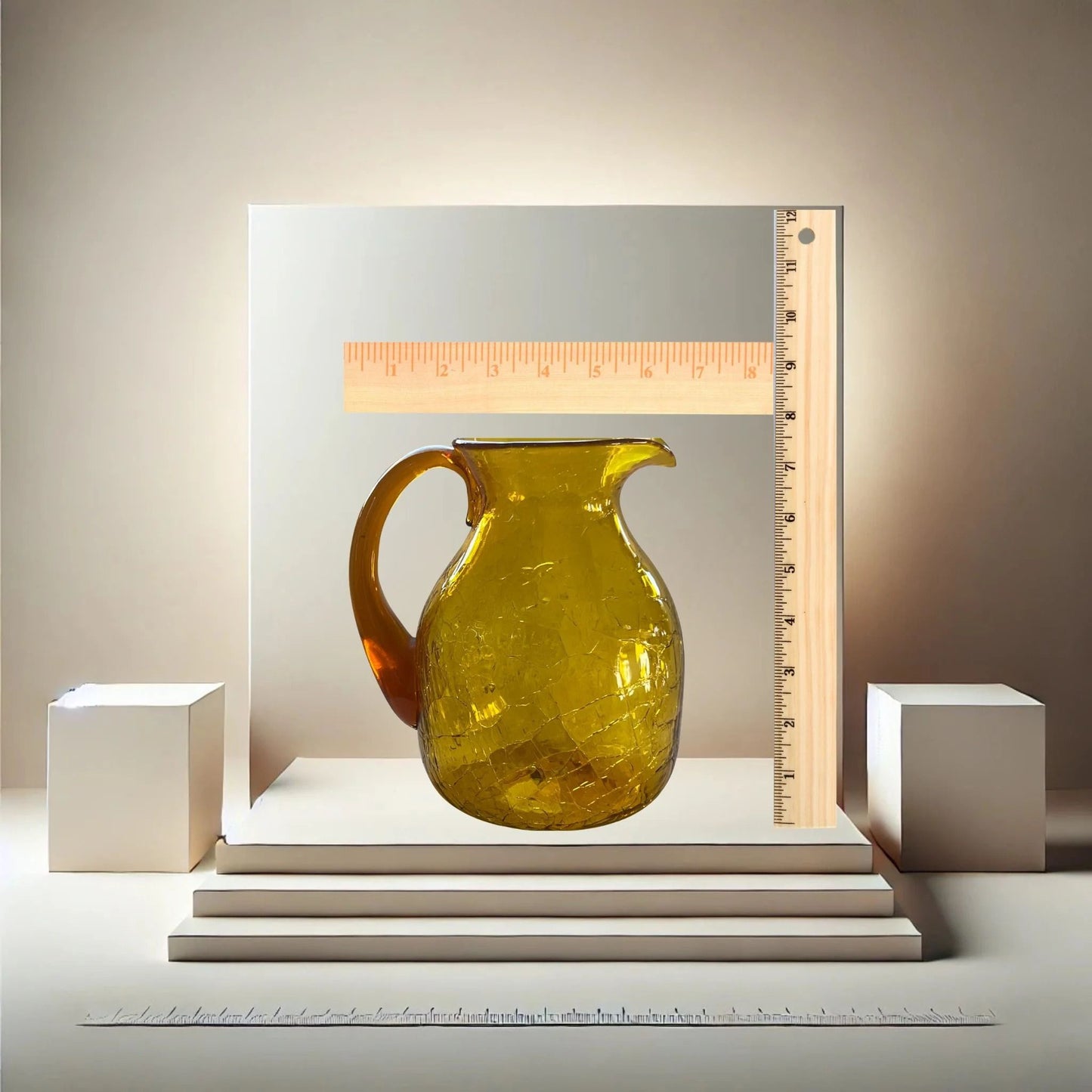 1960s Blenko Amber Crackle Glass Pitcher – Hand Blown